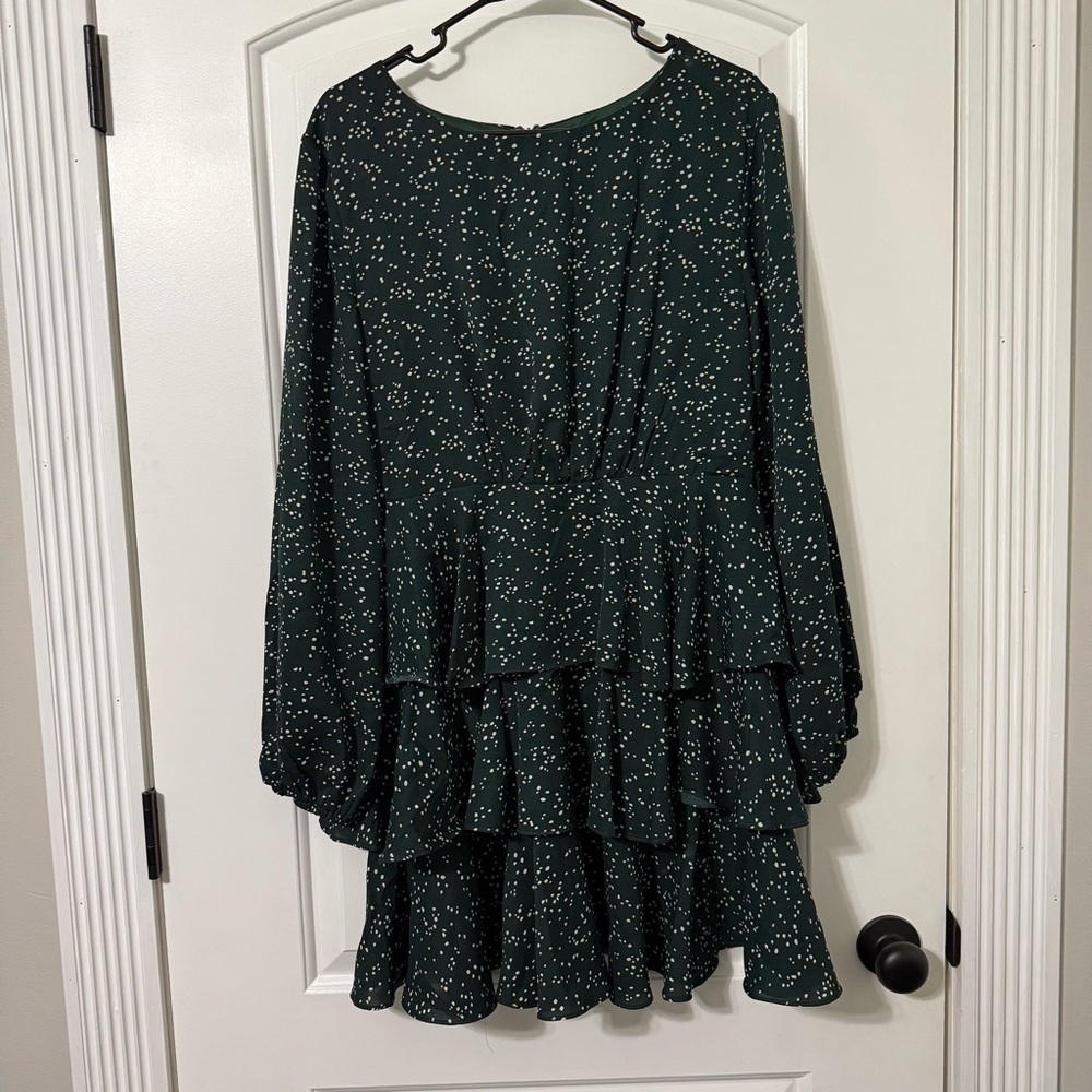 She + Sky Green Polka Dot Dress Women’s Size Large SS2616 - Picture 1 of 6